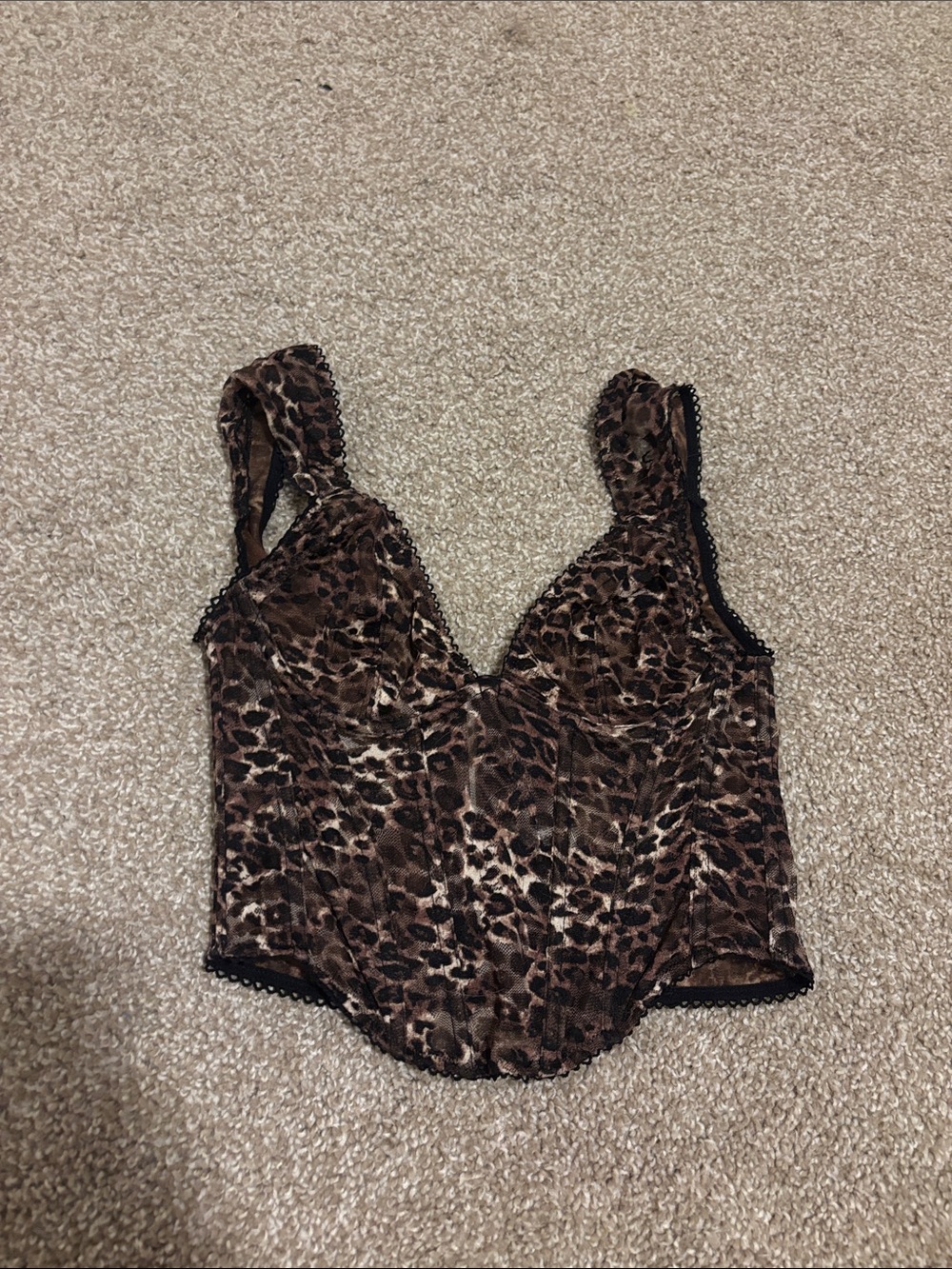 Leopard-Print Brown Corset